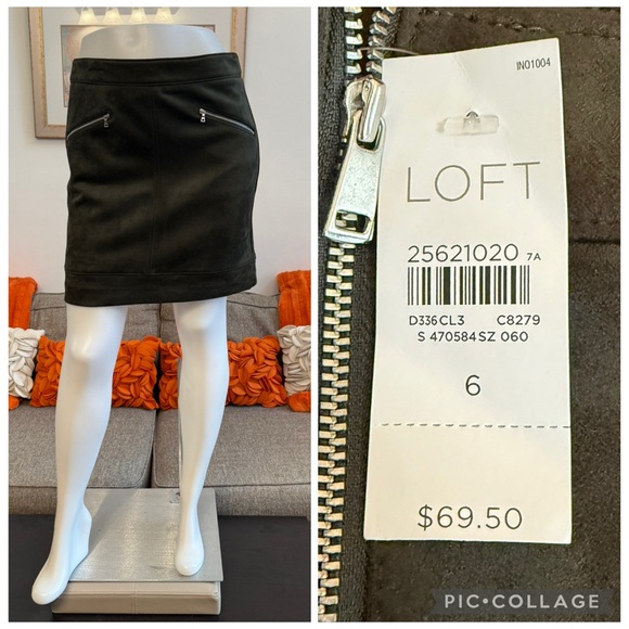 ❣️🆕Ann Taylor Loft Green Faux Suede A-Line Skirt❣️ - Picture 1 of 8